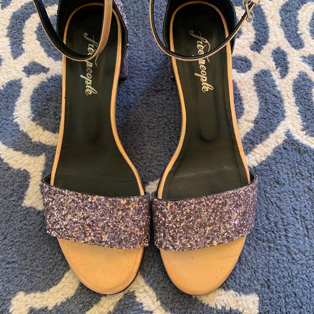Free People Marigold Glitter Block Heels
